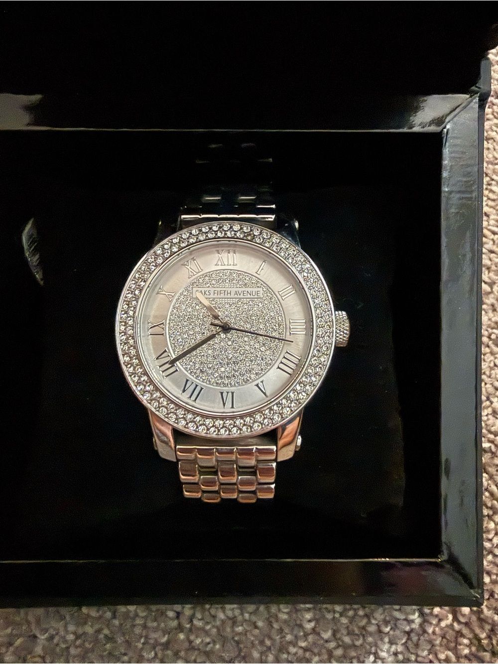 Saks Fifth Avenue Silver Crystal-Accented Bracelet Watch